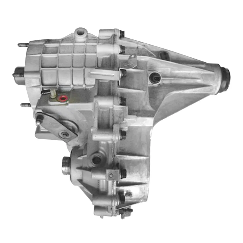 Transfer case assembly showing its housing and shaft connections