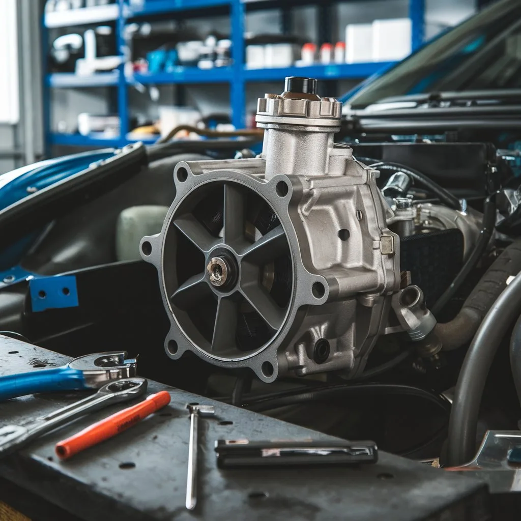 Porsche Boxster cooling system service in a workshop