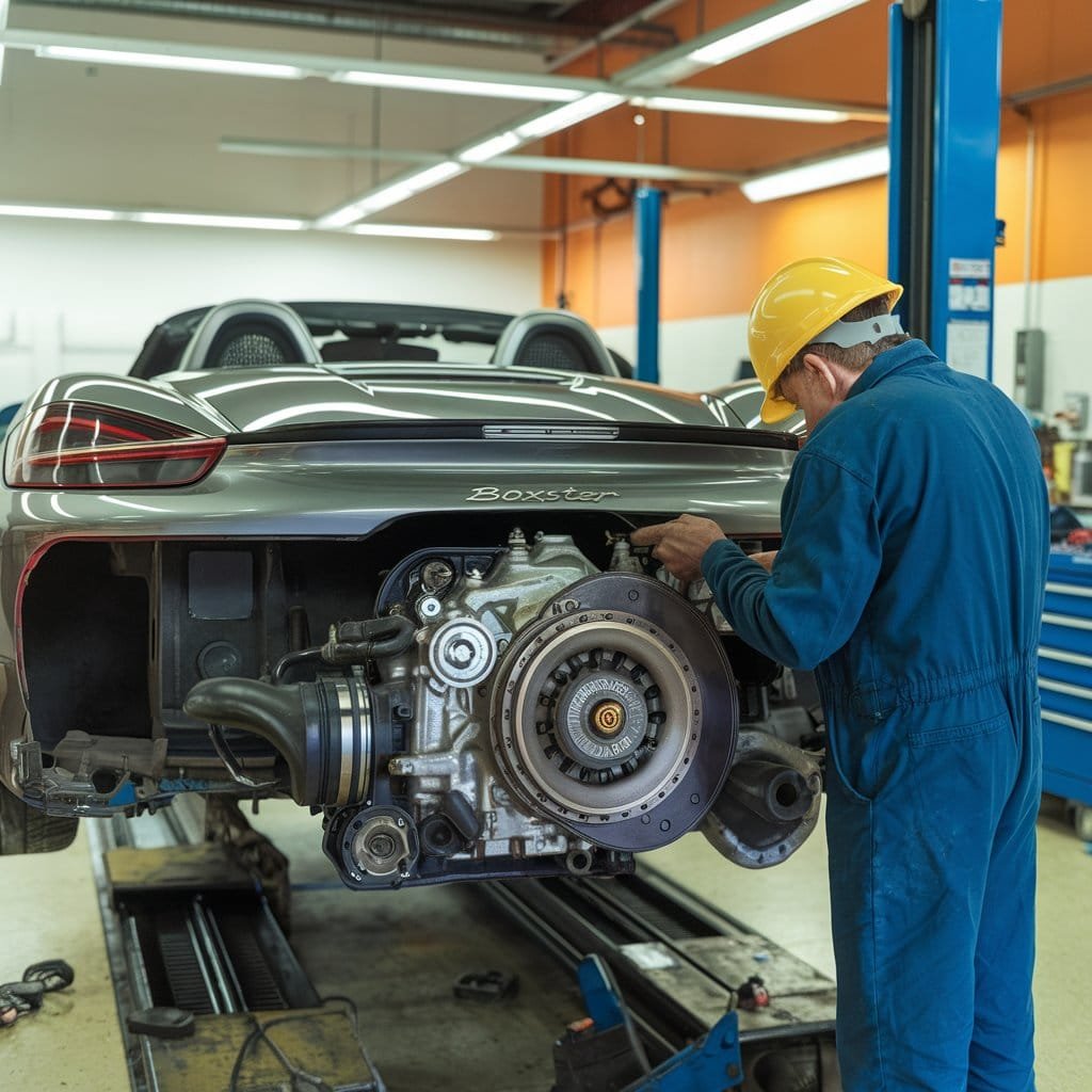 Porsche Boxster workshop inspection before driveline repair