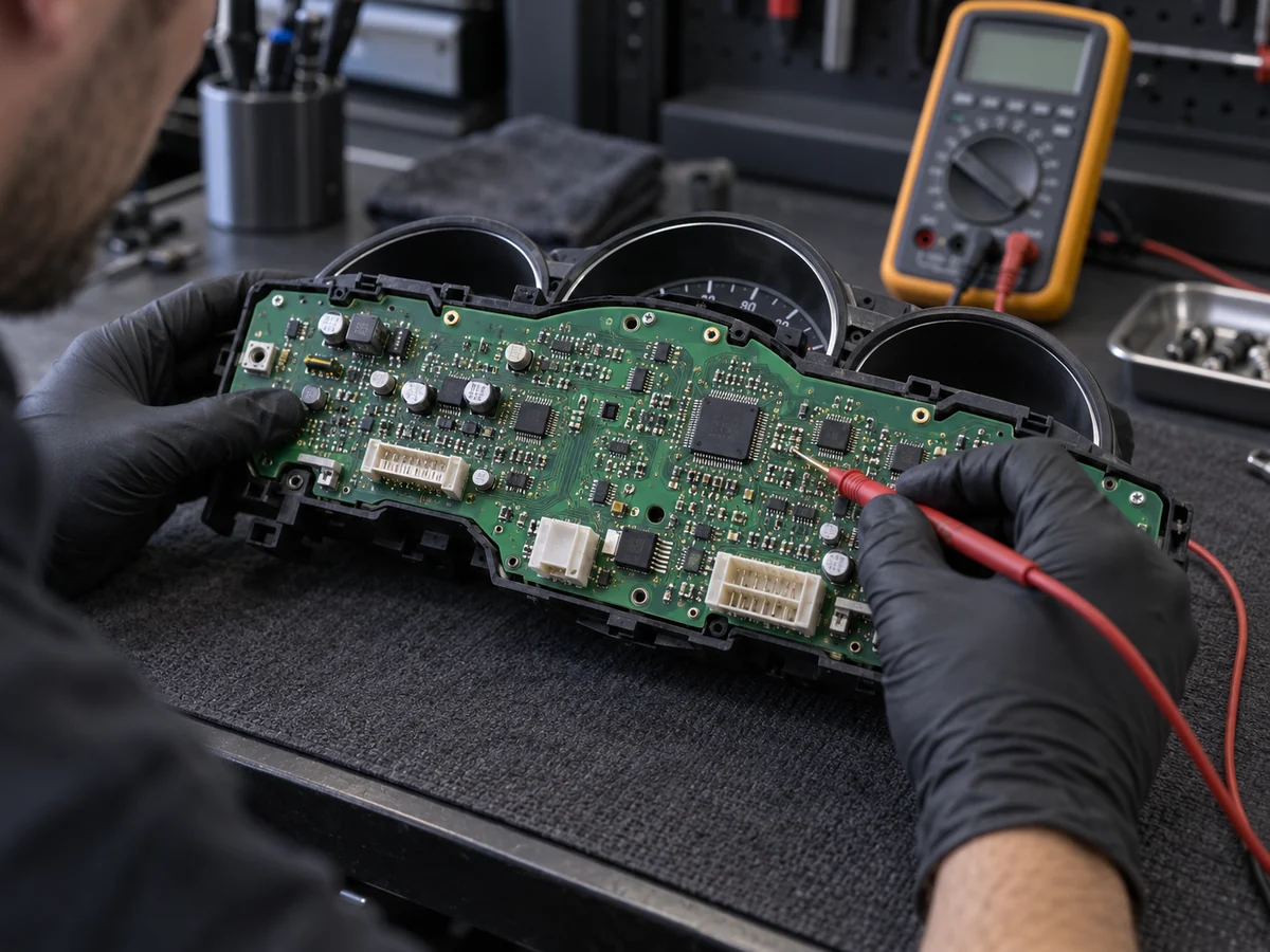 Electrical testing on an instrument cluster circuit board