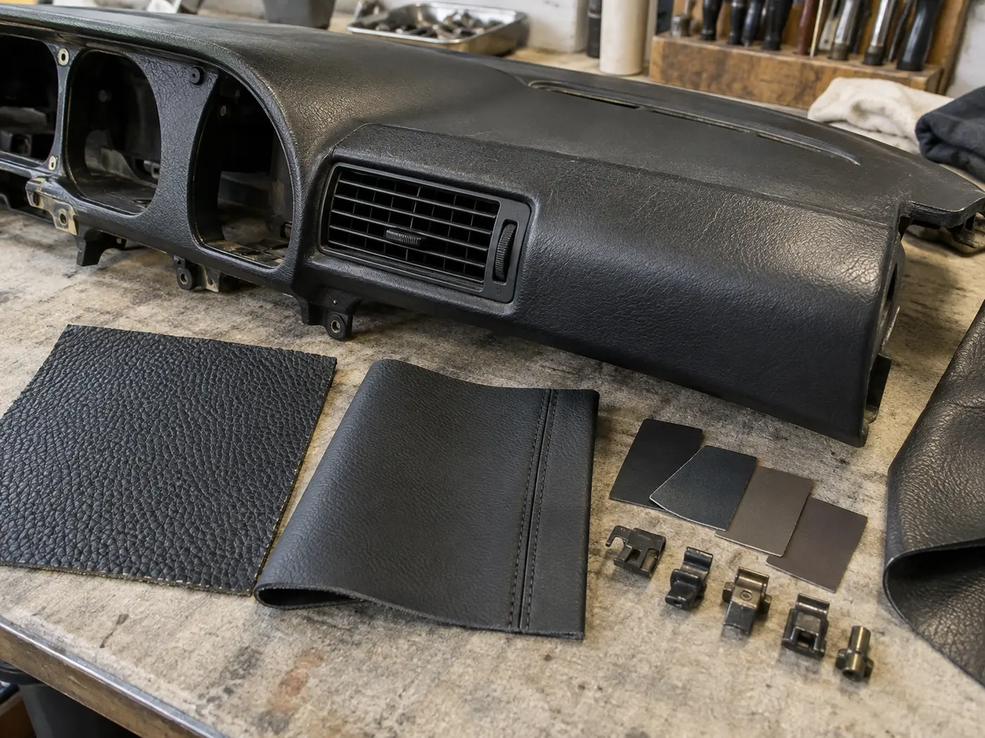 Illustrative Porsche 928 dashboard material and trim options