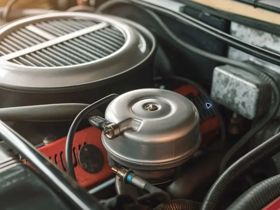 Porsche 928 V8 engine bay during cooling-system inspection
