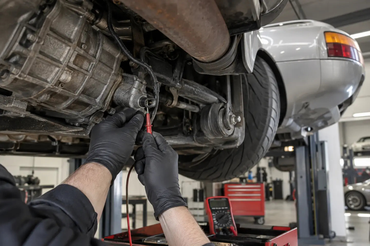 Technician checking the Porsche 928 speed signal connection