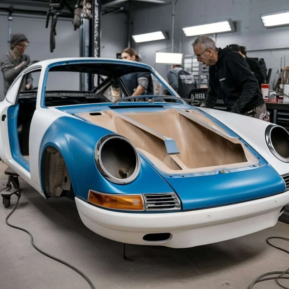 Classic Porsche panel preparation for painting