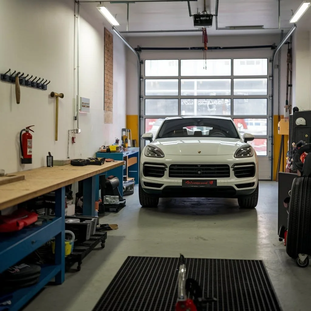 Porsche Cayenne prepared for workshop handover